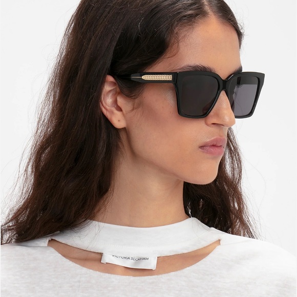 VICTORIA BECKHAM NEW Soft Square Frame Sunglasses In Black VB72S - Picture 6 of 7